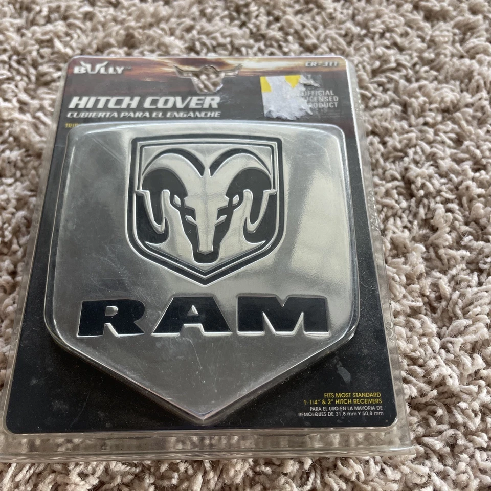 DODGE Ram Logo Black Chrome Hitch Cover For 2 Inch & 1-1/4 Inch Hitch Receivers Foto 2 de 4