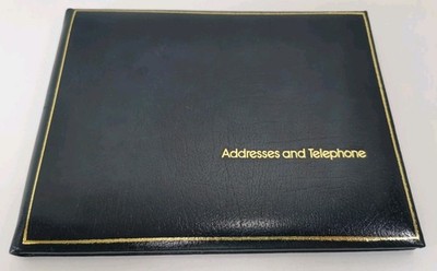 Adressen Telefonbuch Vintage Echtleder Englisch Made Original Dunkelblau