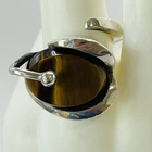 • VINTAGE MODERN TAXCO MEXICO 925 STERLING SILVER TIGER EYE GEMSTONE RING SIZE 7