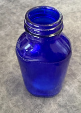 Vintage Cobalt Blue Screw Top Bottle - 6 inches Tall Made in USA
