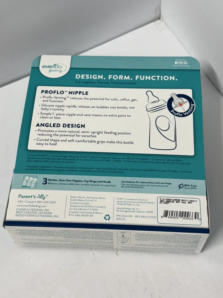 Evenflo Advanced+ 3 botellas en ángulo y ventiladas azul marino y gris 3-6 oz totalmente nuevas Foto 4 de 4