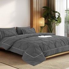 Queen Comforter Set - Bed in a Bag Queen 6/8 Pieces Bedding Sets Grey/Navy Bed
