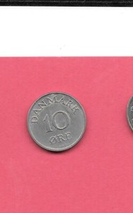 DENMARK KM841.1 1953 VF-VERY FINE CIRCULATED OLD VINTAGE 10 ORE COIN