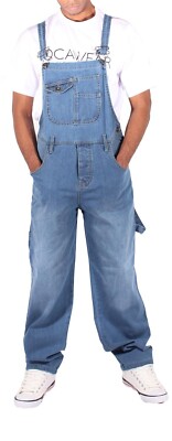 Peviani Herren Jeans Latzhose Regular Fit Stone & Dunkelblau