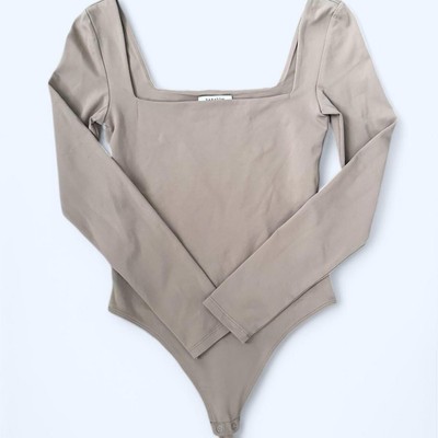 Women's Babaton Contour Bodysuit Top Long Sleeve Size S Small Mauve #191