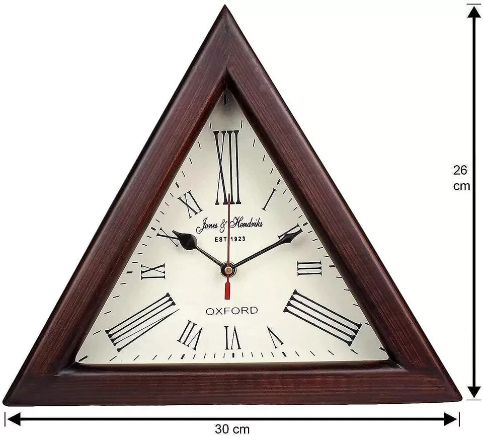 Triangle Wooden Clock 12 inches Wooden Triangle Wall Clock  Wall Decorative - Image 3 of 4