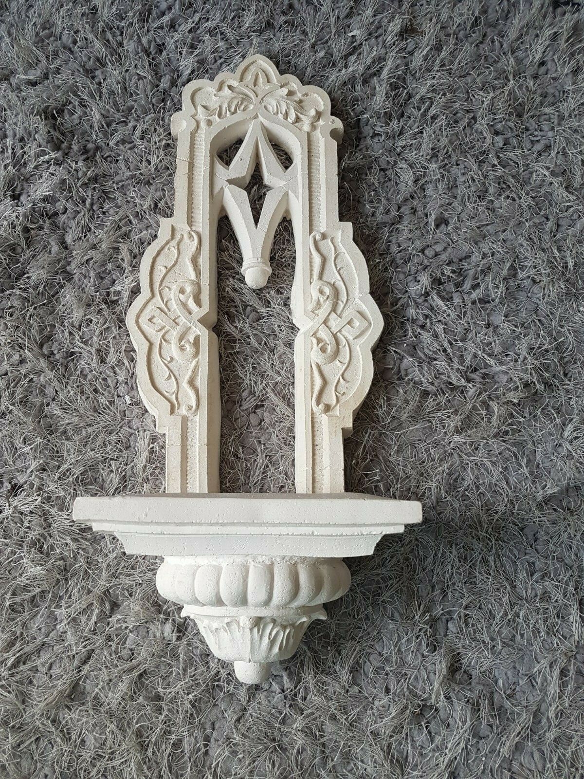 Architectural Ornate Gothic Candle Holder Plaster Wall Decor Plaque