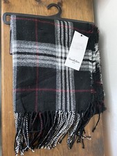 Goodfellow  Co. Black Plaid Scarf Soft Fringe NWT