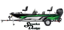 Retro Green Grey Tech Black Vinyl Graphic Decal Kit Fish Boat Wrap USA
