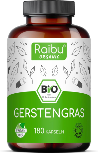 Raibu BIO Gerstengras Kapseln - 3600 Mg Hochdosiert Pro Tagesdosis - 180 Kapseln - Bild 1 von 5