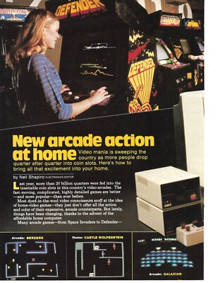 1982 HOME PC ARCADE GAME PRINT MAGAZINE IMAGE, DEFENDER, GALAXIAN ...