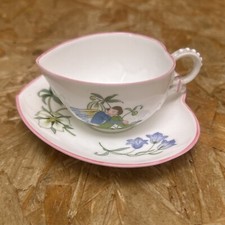 Wedgwood Miniature Heart Shaped Coffee Cup Jug & Saucer - Enchantment Fairy