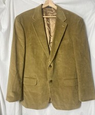 Lands' End 100 Cotton Corduroy 2-Button Vintage Men's Blazer Beige Size 44R