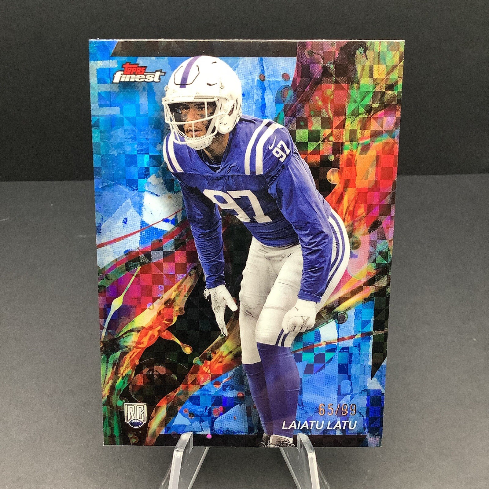 Laiatu Latu RC - 2024 Topps Finest #58 - BLUE Checkerboard Refractor #/99 Rookie