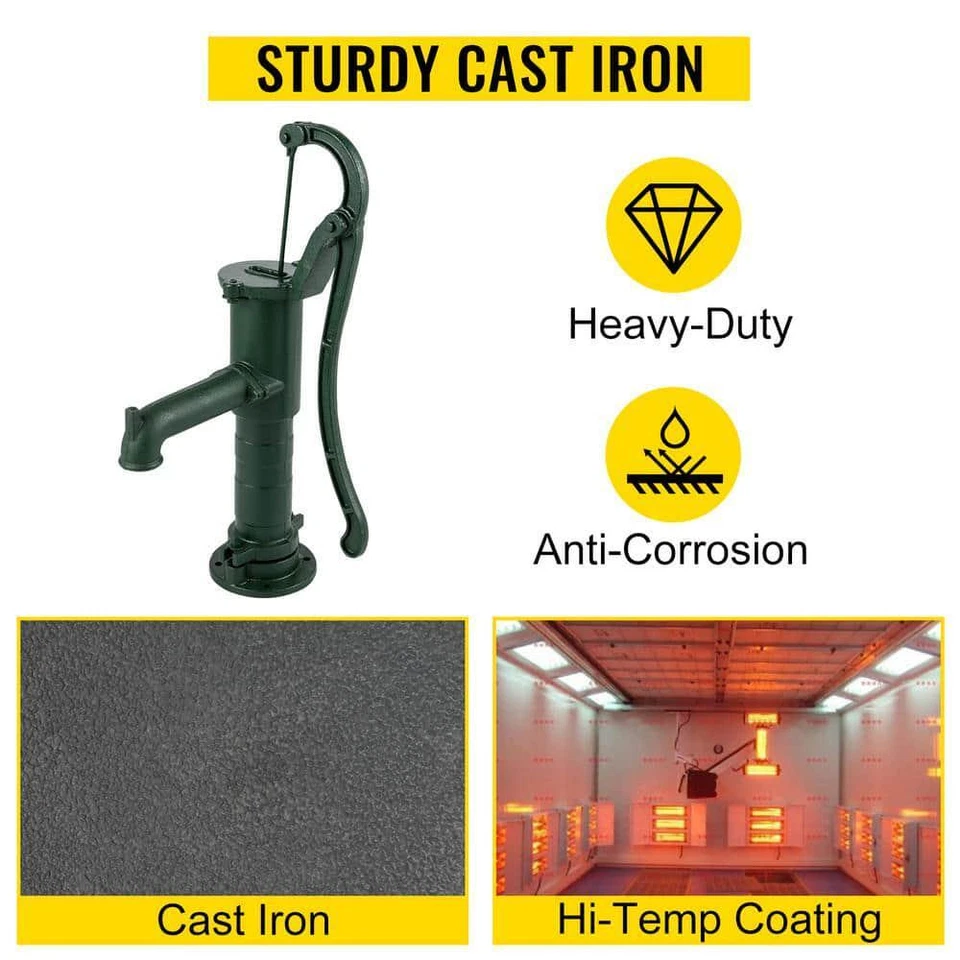 Bomba de água manual 15,7 pol. x 9,4 pol. x 51,6 pol. Bomba de jarro de ferro fundido 26 pol. Bomba - Imagem 4 de 4