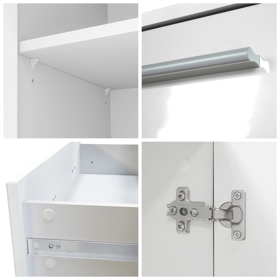 Highboard Sideboard Kommode Anrichte Aron in Weiß matt - Hochglanz & Naturdekor - Bild 3 von 4