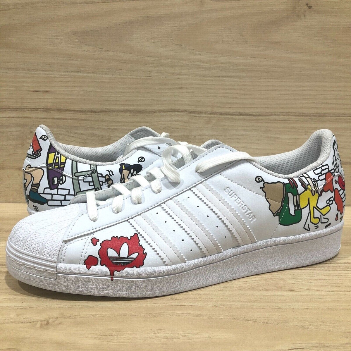 NEW! Adidas Originals Superstar Men Shoes White/Black Multi Size