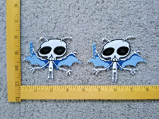 LOT OF 2 SKULL WITH WINGS IRON ON PATCHES FREE SHIPPING