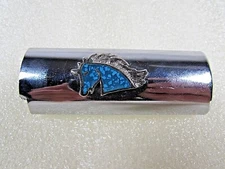 Vintage Silver Tone HORSE Chip Turquoise LIGHTER Cover Sleeve Case WESTERN NOS 