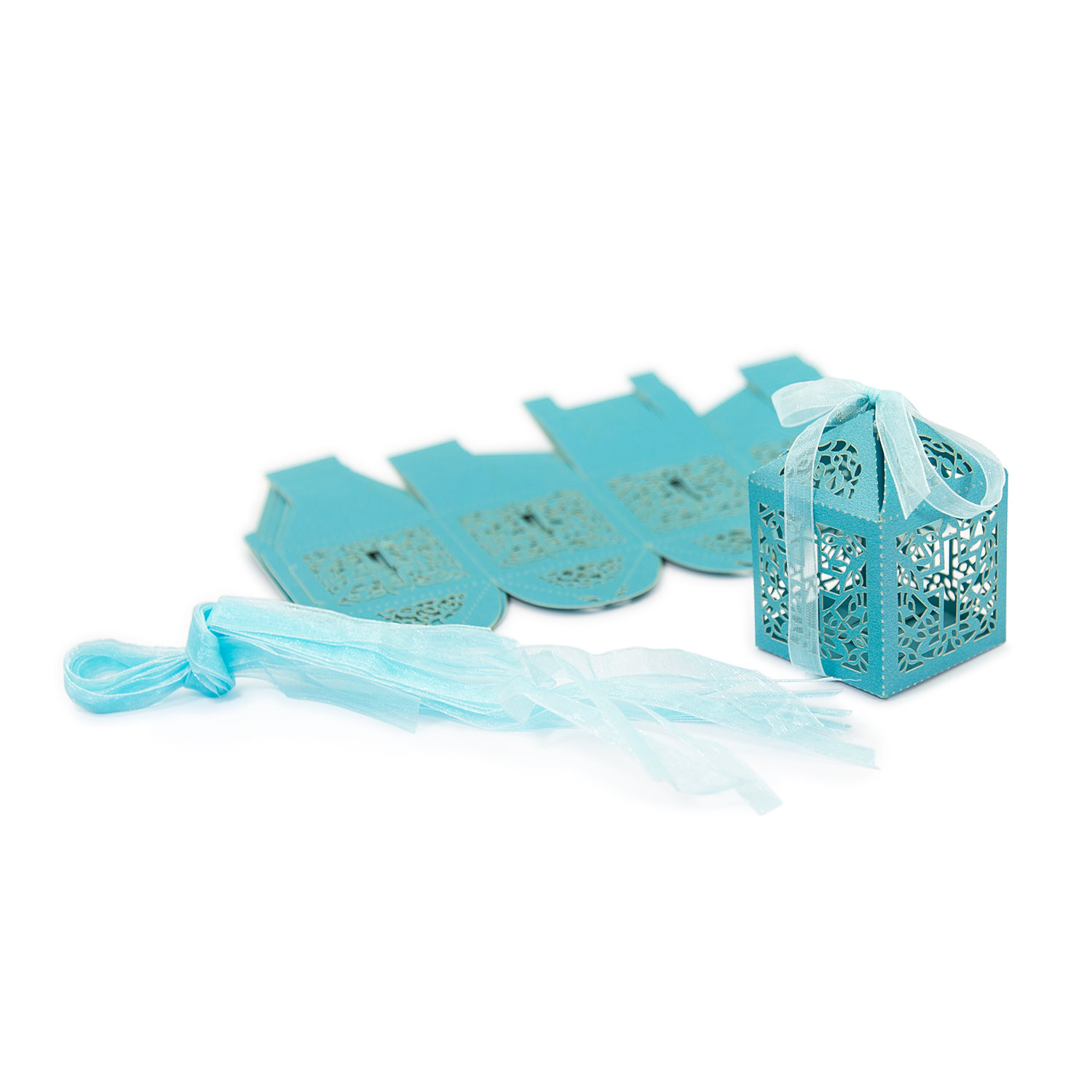 10 Deko Schachteln Boxen mit Kreuz Motiv für Taufe Kommunion Konfirmation Blau