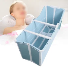 Folding Spa Water Bath Tub Drop-In Adult Bathtub w/ Headrest +Massage Stick