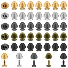 100Pcs Round Studs Metal Purse Feet Nailhead Metal Cone Screw Back Rivets Fla...