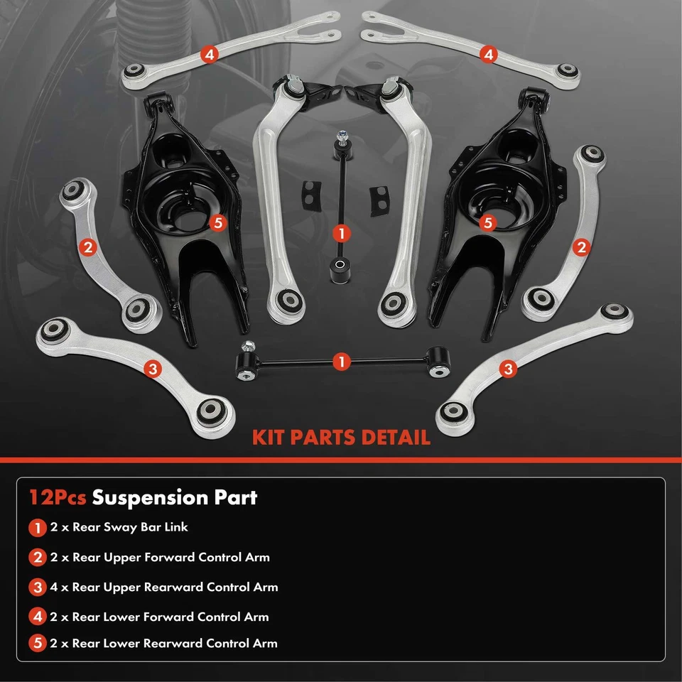 12Pcs Control Arm Kit for Mercedes-Benz W211 CLS500 E320 E500 E550 E55 AMG Rear - Image 3 of 4