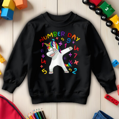 Jungen und Mädchen Tupfen Einhorn National Ziffern Zahl Tag Sweatshirt Kinder #ND-c