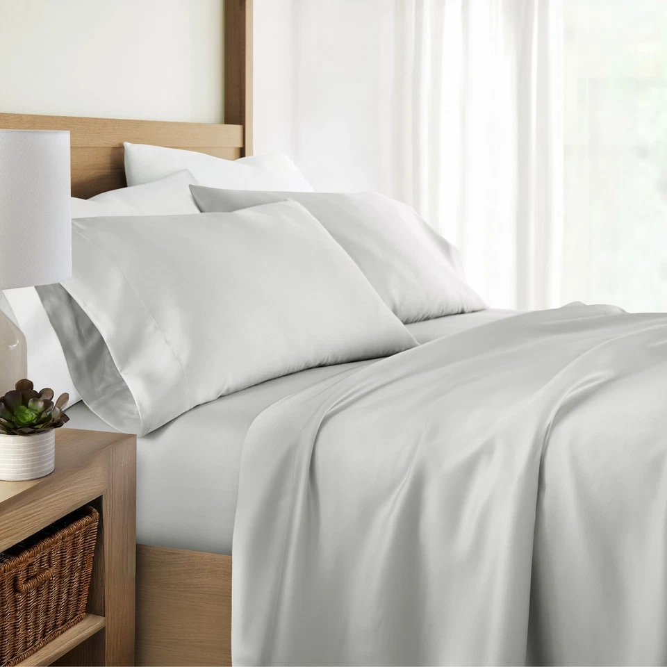 Juego de sábanas de bambú premium de 4 piezas suaves y transpirables de Kaycie Gray Hotel Collection Foto 4 de 4