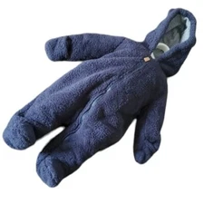 CARTER'S 3 MONTHS Baby SHERPA Fleece Bunting Snow Suit Winter Romper INFANT BLUE