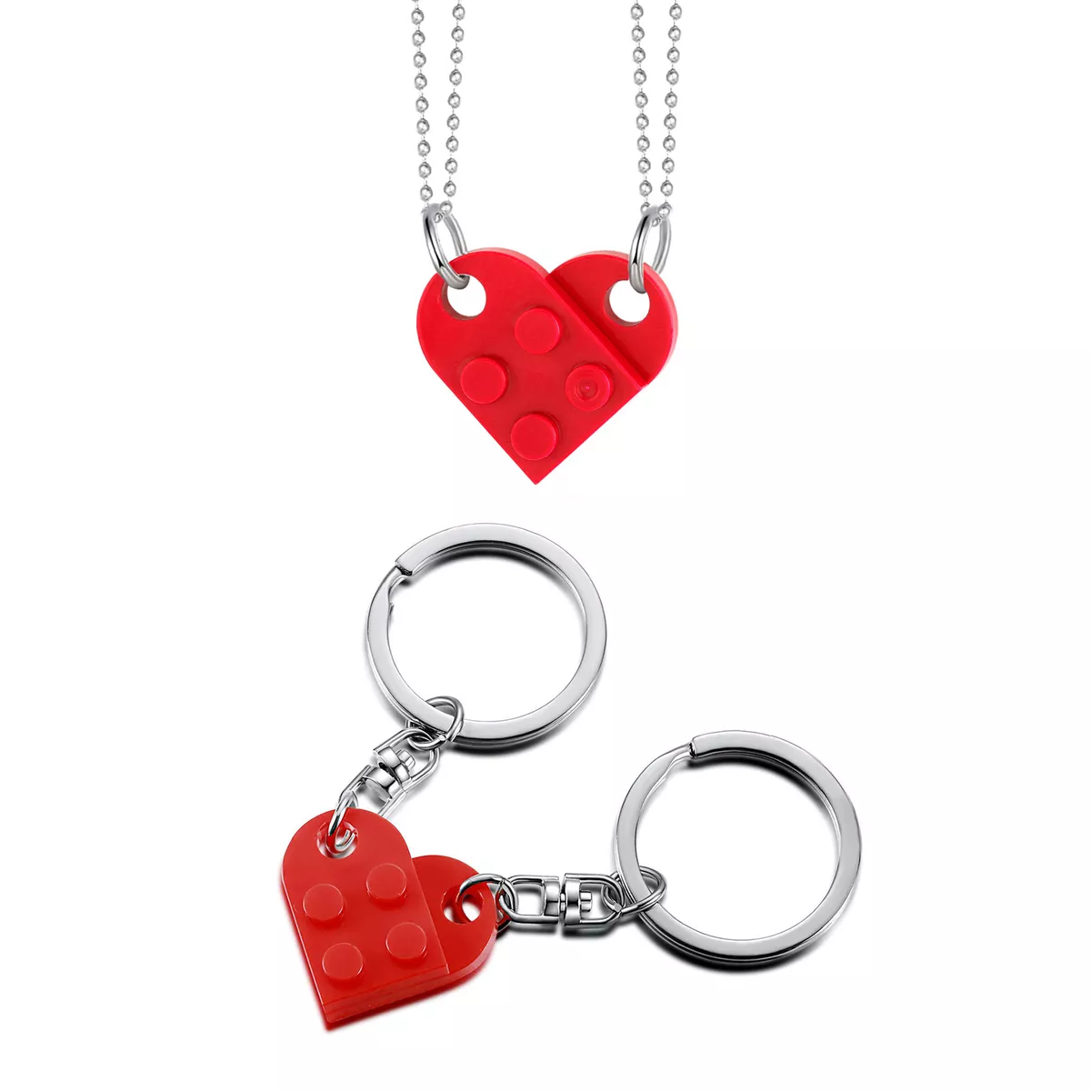 2Pcs/Set Men Women Cute Heart Key Keychain Couple Key Ring Lovers