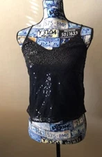H&M NWT Black Sequins tank Size 4 W/adjustable Straps