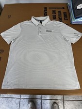 NWT MEN'S ADIDAS STRIPE POLO, SIZE: XL, COLOR: GRAY/WHITE M30 