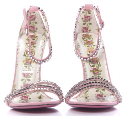 美品✨希少✨GUCCIパンプス✨クリスタル✨ピンクベージュ♡花柄　23cm Gucci Crystal Sandals Embellished Heels 40/9 Pink $1299 | eBay