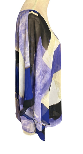 Lane Bryant Kimono Poncho Purple Color Block Tie Dye Sheer Top Size 14/16 - Picture 5 of 8