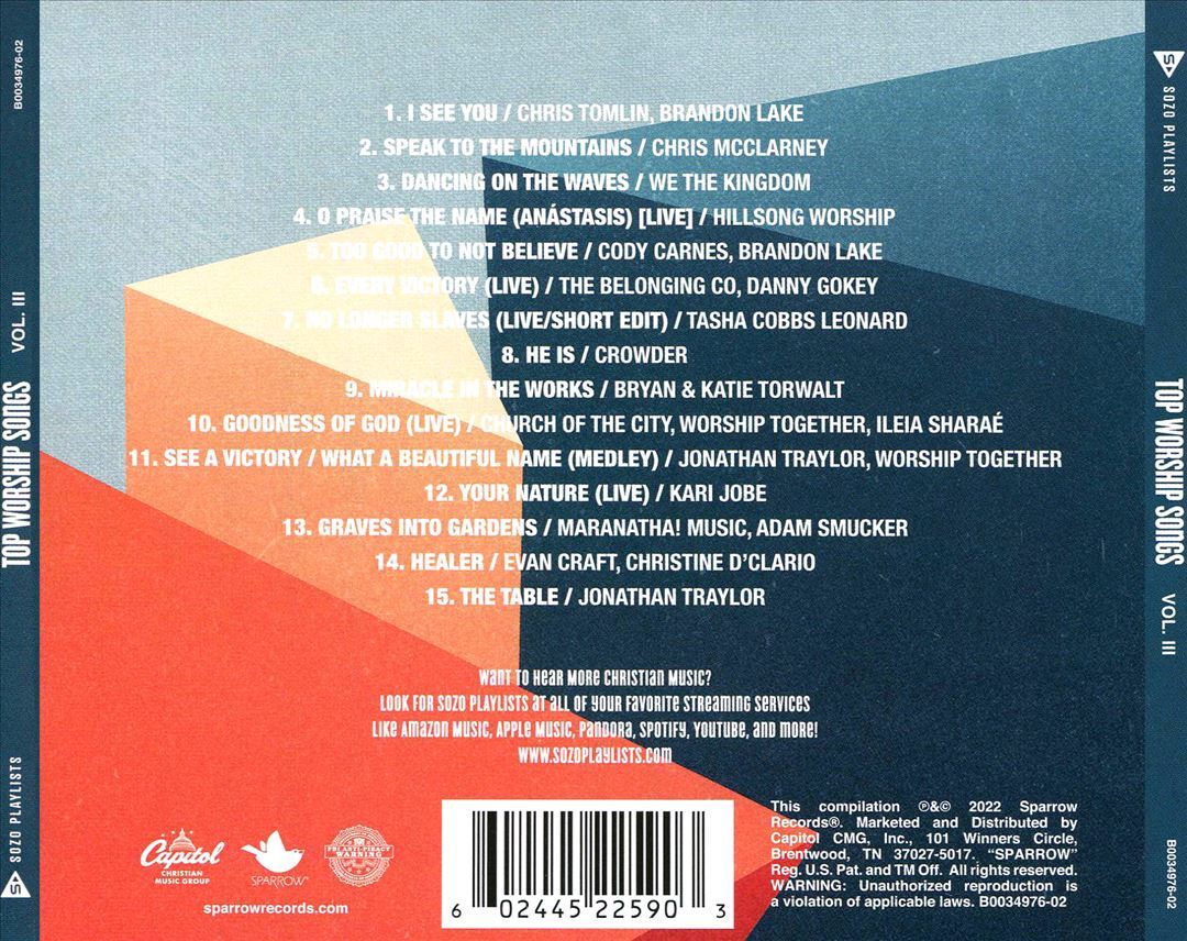 VARIOUS ARTISTS SOZO PLAYLISTS: TOP WORSHIP HITS, VOL. 3 NEW CD