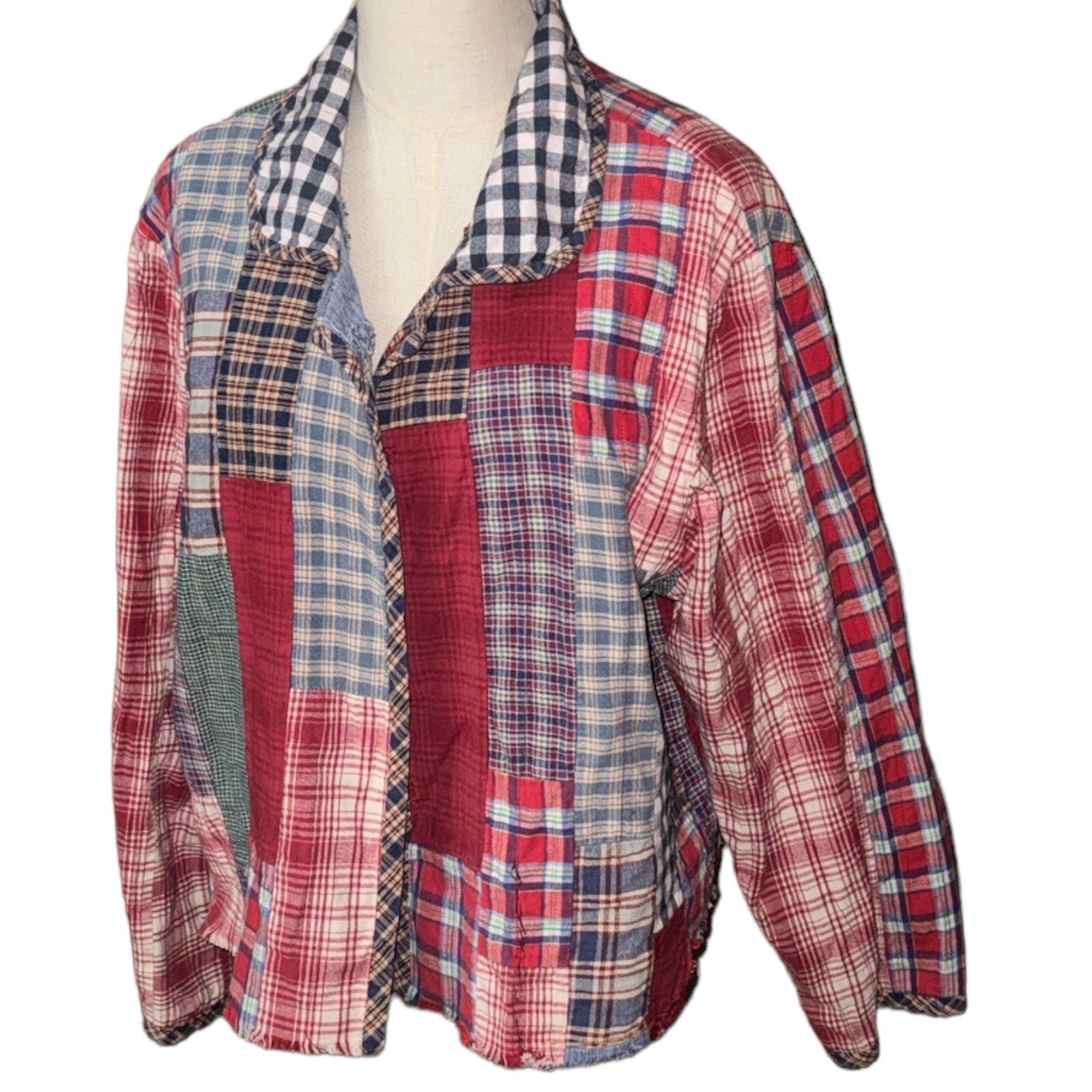 Vintage Patchwork Reversible Shacket Shirt Jacket… - image 3