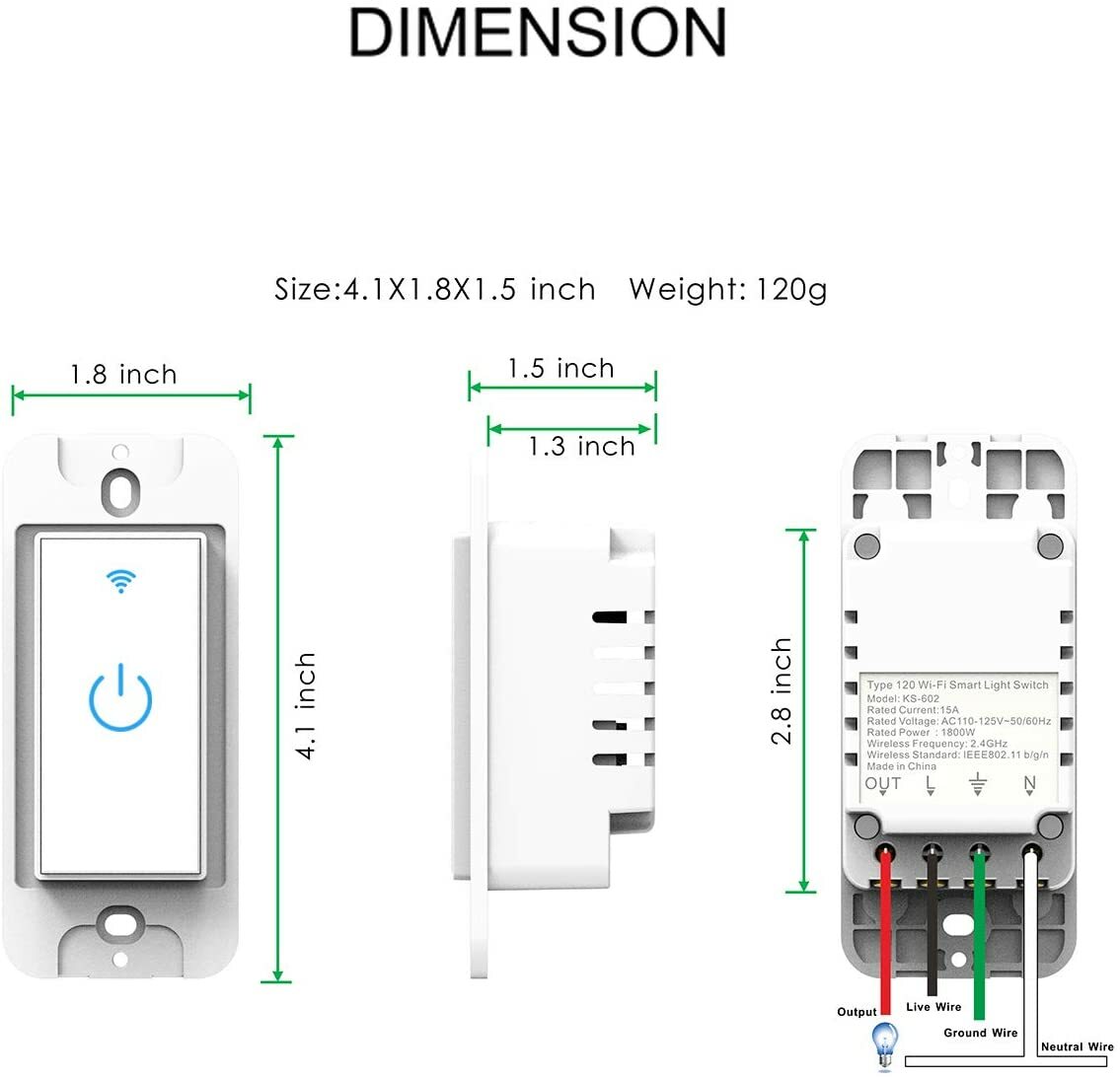 WIFI Smart Light Switch Work with Alexa&Google Voice and Remote Control 2/3 Gang