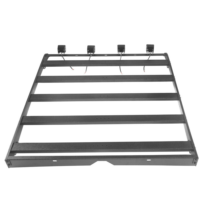 Top Roof Rack Cargo Carrier w/ 4× LED Lights Fit 2014-2021 Toyota Tundra Crewmax