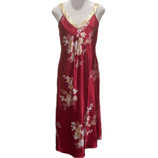 Beautiful Vintage Satin Red Gold Maxi Nightgown