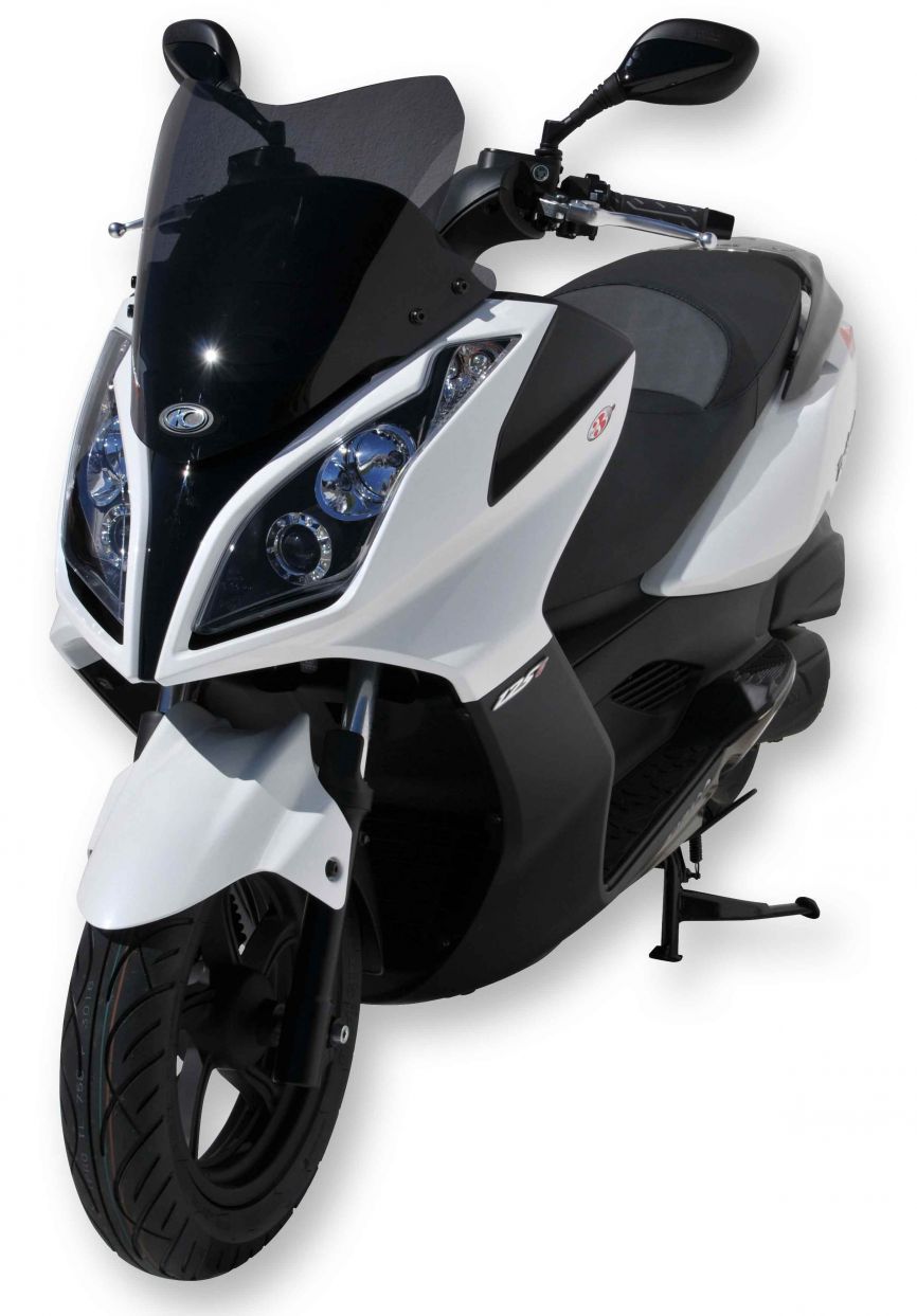 Pare-brise Sport Ermax Kymco Dink Street 125 bulle 43 cm scooter 2009-2019 noir clair saute-vent