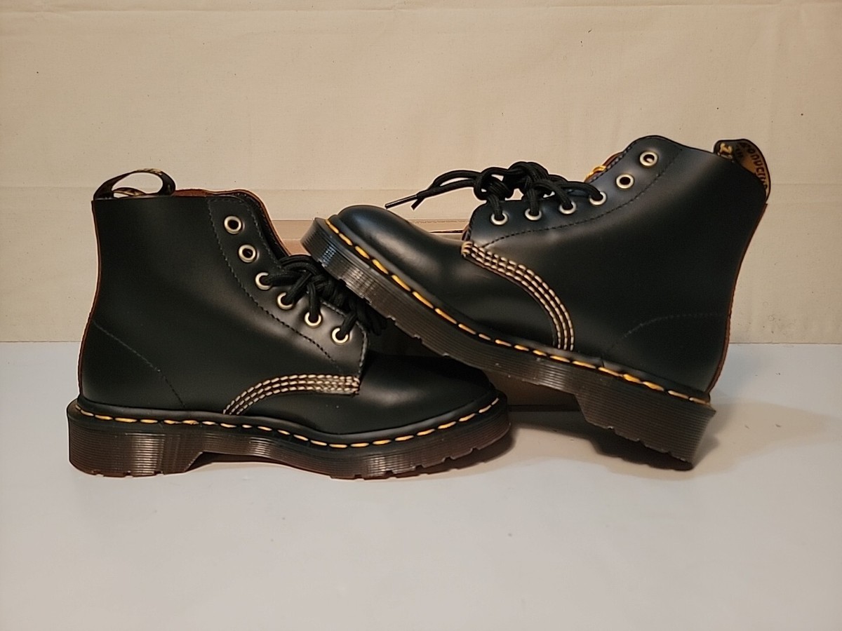 DR.MARTEN MEN'S 101 ARC 6-EYE SMOOTH LEATHER BLACK ANKLE BOOTS