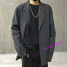Men's Fashion Casual Jacket Loose Handsome Jacket Lapel Collar Blazer Tops Suit