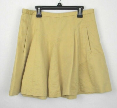 J Crew Khaki Pleated Skirt With Pockets Women's Size 60% Linen - Main Image