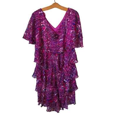 Vintage 70s/80s Hot Pink/Purple Swirl Ruffled Flutter Sleeve Dress Women Size L | eBay Vintage 70s/80s Hot Pink/Purple Swirl Ruffled Flutter Sleeve Dress Women Size L | eBay