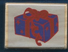 GIFT BOX STARS BOW VETERAN BIRTHDAY Present Gift Tag NEW NICOLE RUBBER STAMP