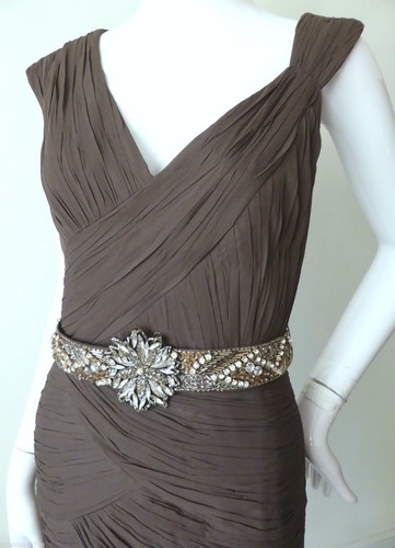 GEORGE GROSS Dress Belted Sleeveless Silk Sheath NEW rrp $1099 Size 8 US 4 - Picture 2 of 12