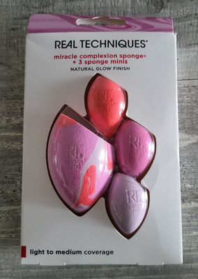 REAL TECHNIQUES Miracle Coplexion Sponge + 3 Sponge Minis Set Light-Medium