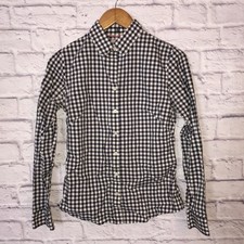 Banana Republic blouse women's size 4 black white plaid fitted button front