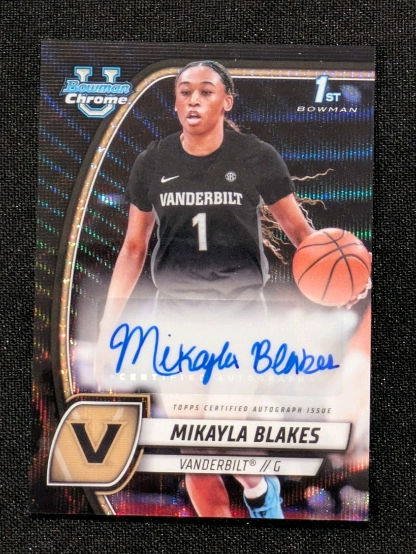 2024-25 Bowman University Chrome 1st Mikayla Blakes AUTO BLACK WAVE Signed #55